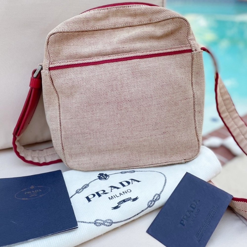 Authentic Y2K Prada Canapa BiColor Crossbody with dust bag and Auth. Card